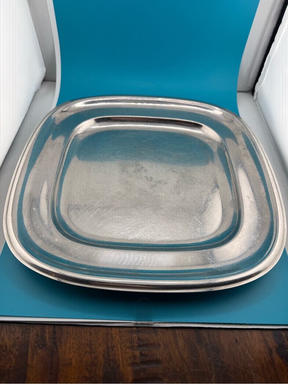 Vintage Stainless Steel Square Serving Tray 12” x 12”